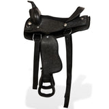 NNEVL Western Saddle, Headstall&Breast Collar Real Leather 13" Black