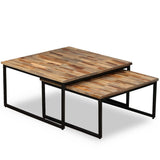NNEVL 2 Piece Nesting Coffee Table Set Solid Reclaimed Teak