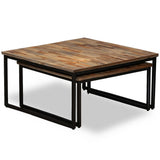 NNEVL 2 Piece Nesting Coffee Table Set Solid Reclaimed Teak