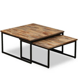 NNEVL 2 Piece Nesting Coffee Table Set Solid Reclaimed Teak