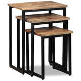 NNEVL 3 Piece Nesting Coffee Table Set Solid Reclaimed Teak