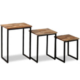NNEVL 3 Piece Nesting Coffee Table Set Solid Reclaimed Teak