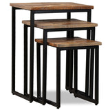 NNEVL 3 Piece Nesting Coffee Table Set Solid Reclaimed Teak