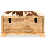 NNEVL Storage Bench Genuine Leather and Solid Mango Wood 80x44x44 cm