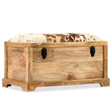 NNEVL Storage Bench Genuine Leather and Solid Mango Wood 80x44x44 cm
