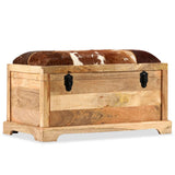 NNEVL Storage Bench Genuine Leather and Solid Mango Wood 80x44x44 cm