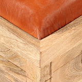 NNEVL Storage Bench Genuine Leather and Solid Mango Wood 80x44x44 cm