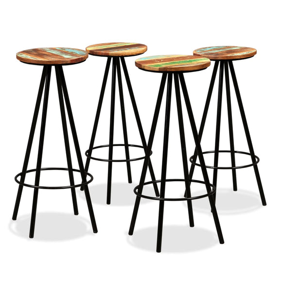 NNEVL Bar Stools 4 pcs Solid Reclaimed Wood