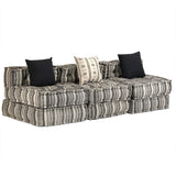 NNEVL 3-Seater Modular Pouffe Grey Stripe Fabric