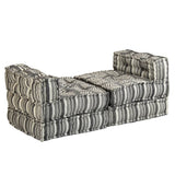 NNEVL 3-Seater Modular Pouffe Grey Stripe Fabric