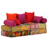 NNEVL 2-Seater Modular Pouffe Patchwork Fabric