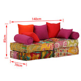 NNEVL 2-Seater Modular Pouffe Patchwork Fabric