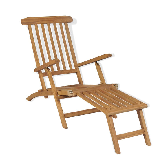 NNEVL Deck Chair with Footrest Solid Teak Wood