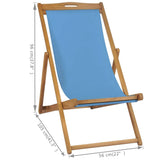 NNEVL Deck Chair Teak 56x105x96 cm Blue