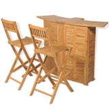 NNEVL 3 Piece Bistro Set with Folding Chairs Solid Teak Wood