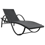 NNEVL Sun Loungers 2 pcs with Table Poly Rattan Black (42884+42886)