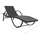 NNEVL Sun Loungers 2 pcs with Table Poly Rattan Black (42884+42886)