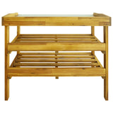 NNEVL Potting Bench with 2 Shelves Solid Acacia Wood and Zinc