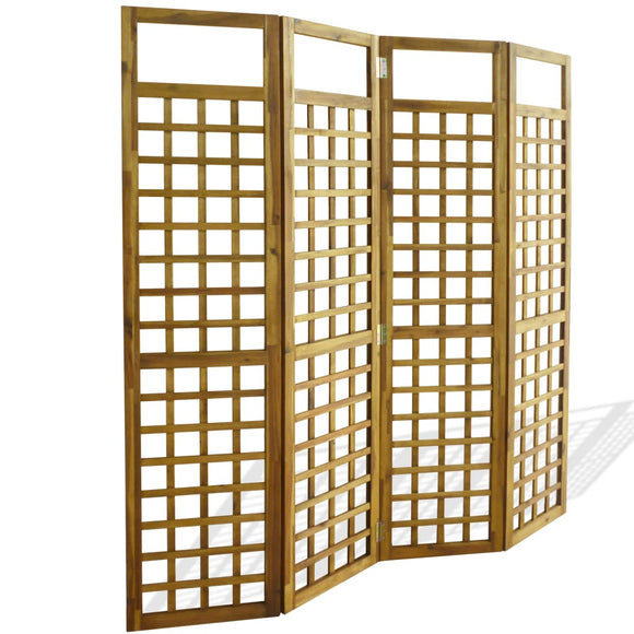 NNEVL 4-Panel Room Divider / Trellis Solid Acacia Wood 160x170 cm