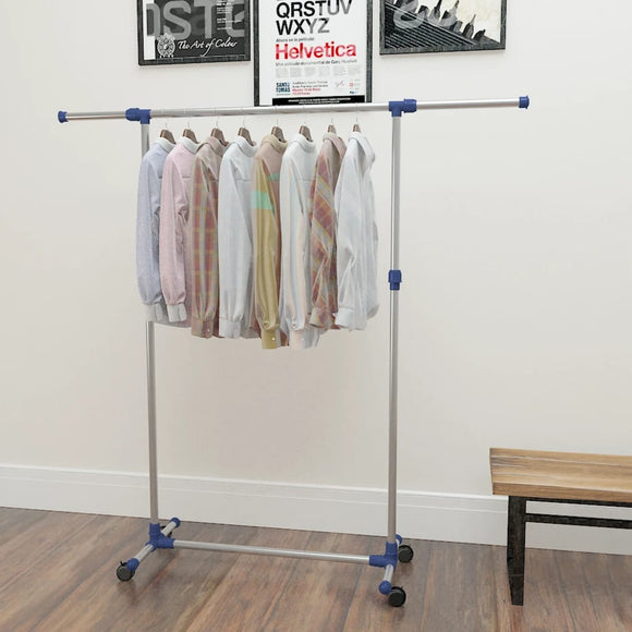 NNEVL Adjustable Clothes Rack Stainless Steel 165x44x150 cm Silver