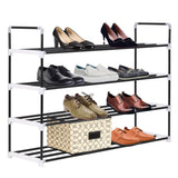 NNEVL Shoe Rack with 4 Shelves Metal and Plastic Black