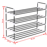 NNEVL Shoe Rack with 4 Shelves Metal and Plastic Black