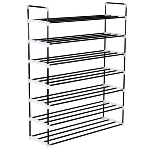 NNEVL Shoe Rack with 7 Shelves Metal and Plastic Black