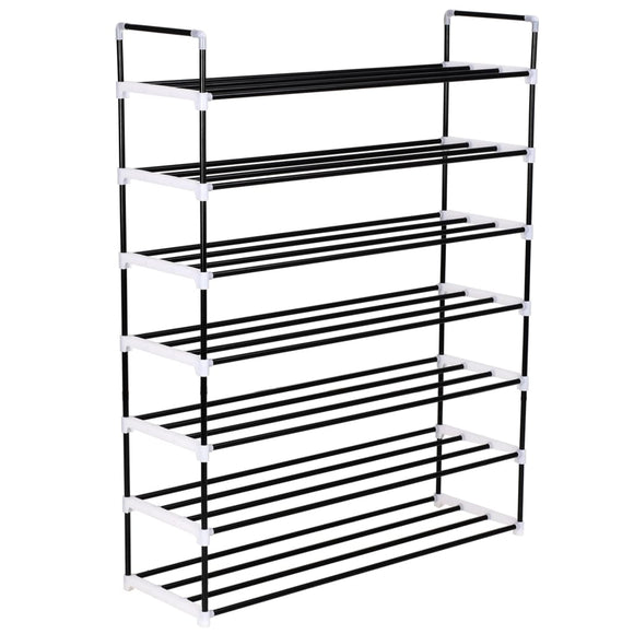 NNEVL Shoe Rack with 7 Shelves Metal and Plastic Black