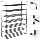 NNEVL Shoe Rack with 7 Shelves Metal and Plastic Black