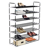 NNEVL Shoe Rack with 7 Shelves Metal and Plastic Black