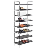 NNEVL Shoe Rack with 8 Shelves Metal and Non-woven Fabric Black