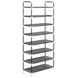 NNEVL Shoe Rack with 8 Shelves Metal and Non-woven Fabric Black