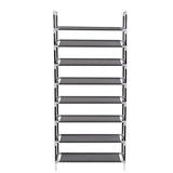NNEVL Shoe Rack with 8 Shelves Metal and Non-woven Fabric Black