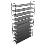 NNEVL Shoe Rack with 10 Shelves Metal and Non-woven Fabric Black