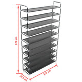 NNEVL Shoe Rack with 10 Shelves Metal and Non-woven Fabric Black