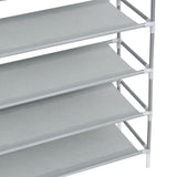 NNEVL Shoe Rack with 10 Shelves Metal and Non-woven Fabric Silver