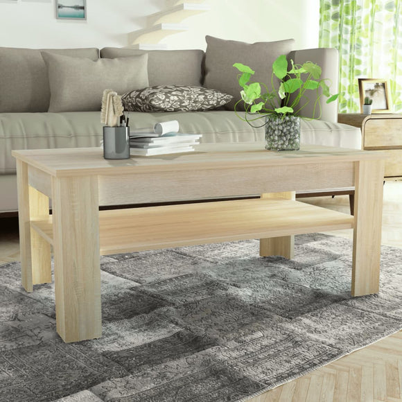 NNEVL Coffee Table Chipboard 110x65x48 cm Oak