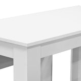 NNEVL Dining Table and Benches 3 Pieces Engineered Wood White