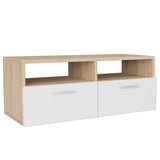 NNEVL TV Cabinet Chipboard 95x35x36 cm Oak and White