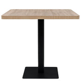 NNEVL Bistro Table MDF and Steel Square 80x80x75 cm Oak Colour