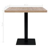 NNEVL Bistro Table MDF and Steel Square 80x80x75 cm Oak Colour