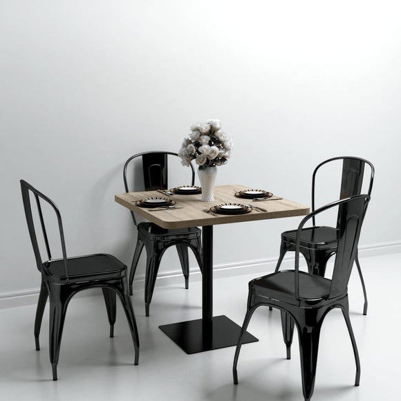NNEVL Bistro Table MDF and Steel Square 80x80x75 cm Oak Colour