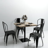 NNEVL Bistro Table MDF and Steel Square 80x80x75 cm Oak Colour
