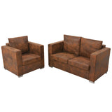 NNEVL Sofa Set 2 Pieces Artificial Suede Leather