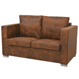 NNEVL Sofa Set 2 Pieces Artificial Suede Leather