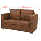 NNEVL Sofa Set 2 Pieces Artificial Suede Leather