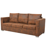 NNEVL Sofa Set 3 Pieces Artificial Suede Leather
