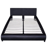 NNEVL Bed with Memory Foam Mattress Black Faux Leather Double Size