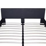 NNEVL Bed with Memory Foam Mattress Black Faux Leather Double Size