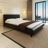 NNEVL Bed with Memory Foam Mattress Black Faux Leather Double Size
